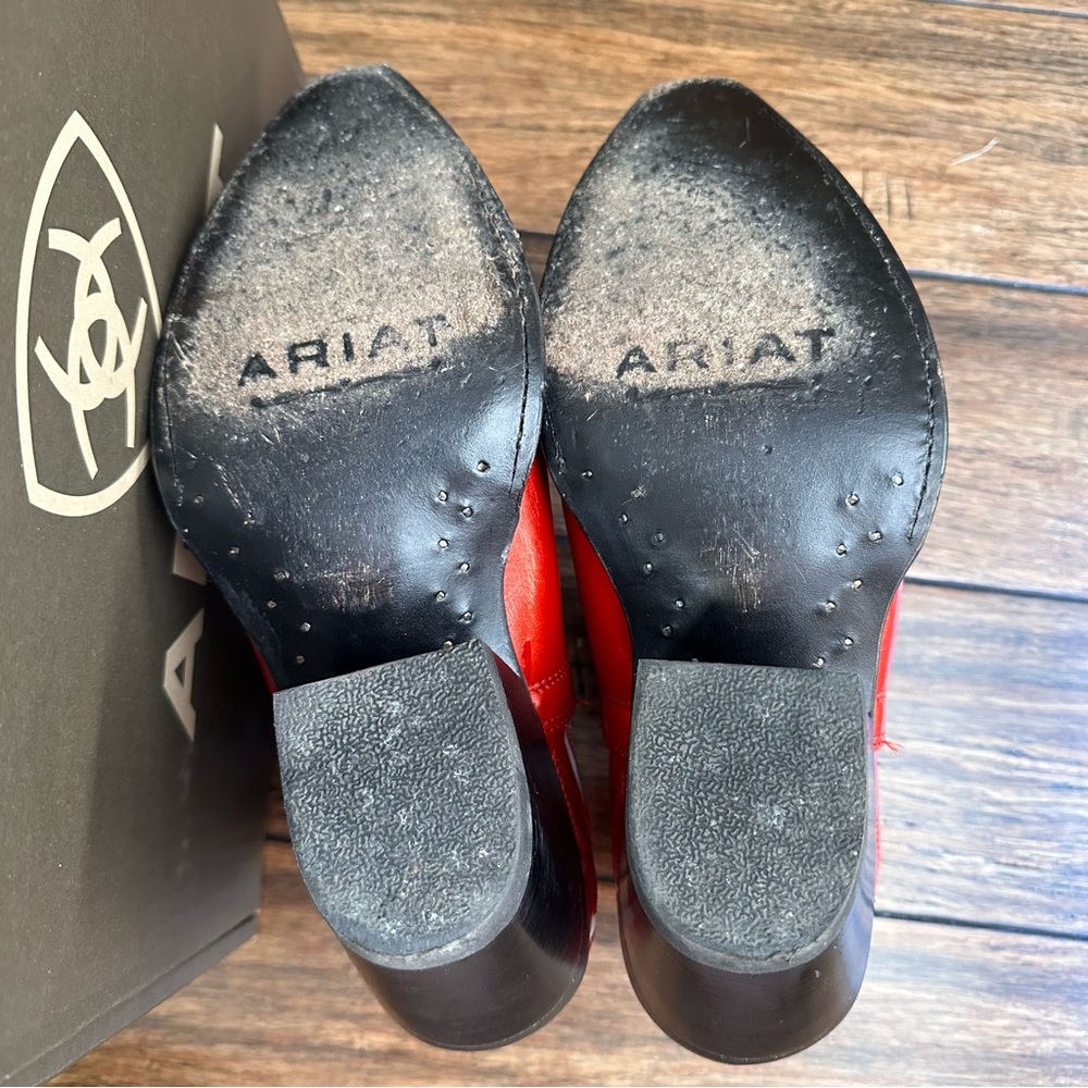 Ariat Red Leather Western Ankle Boots - Picture 4 of 5